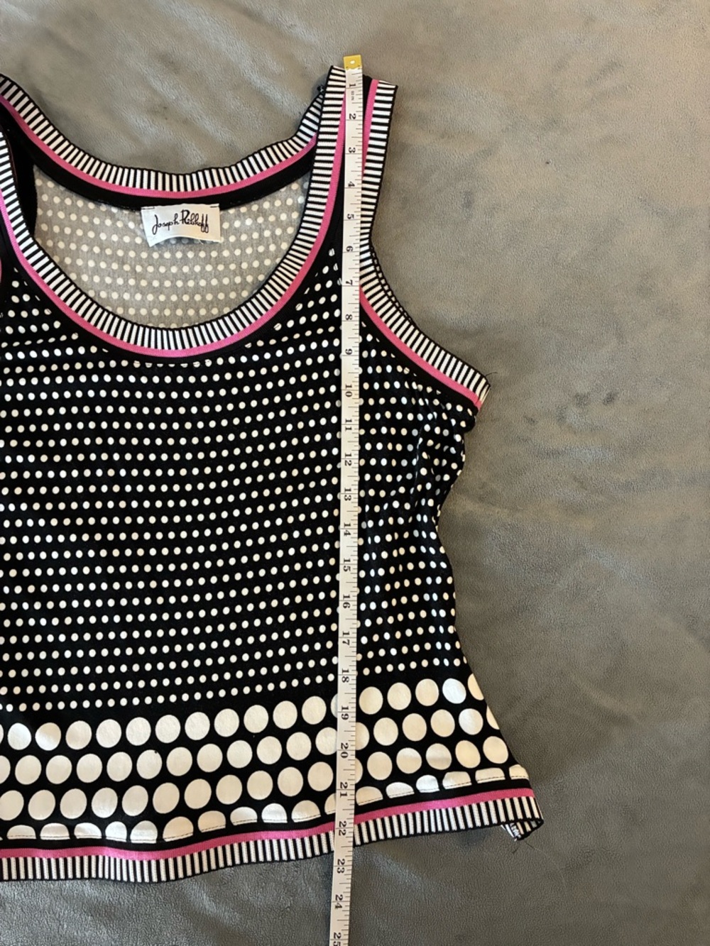Joseph Ribkoff Black & White Polka Dot Tank Top 3/4 Sleeve Blazer with Pink Trim - Picture 14 of 14